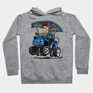 Funny Golf Cart Hotrod Golf Car Popping a Wheelie Cartoon Hoodie